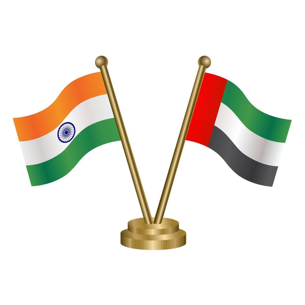 India and United Arab Emirates table flag relation. vector