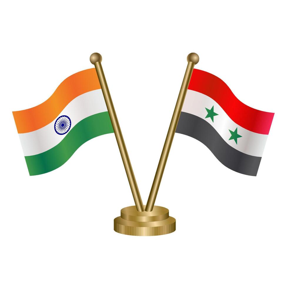India and Syria table flag relation. vector