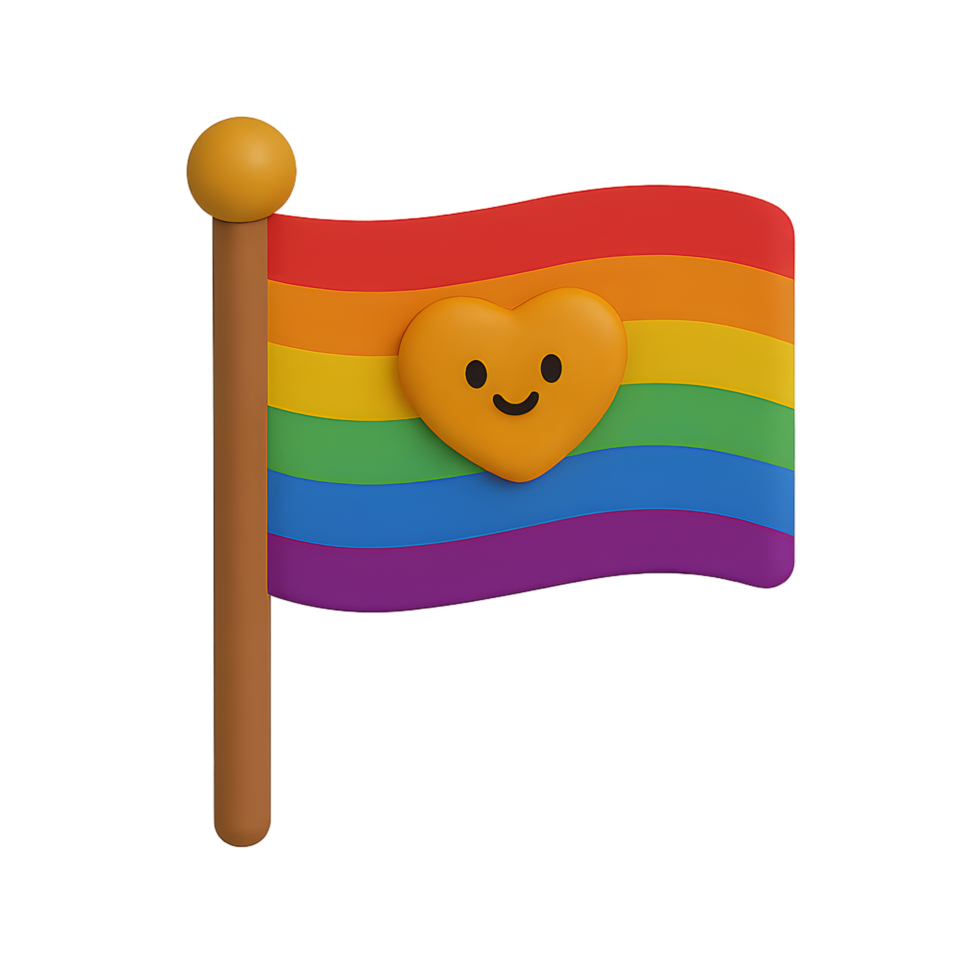 Celebrating unity rainbow flag with heart background artistic display vibrant colors outdoor festival inspirational concept png