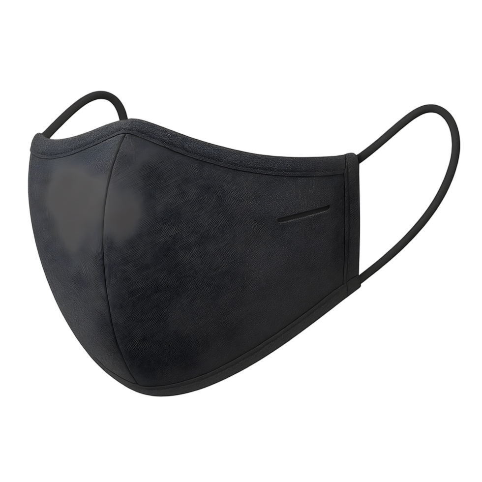 Reusable fabric face mask on a transparent background digital photograph lifestyle close-up view health concept png