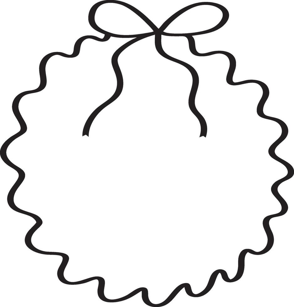 Wavy Circle Frame with Bow vector