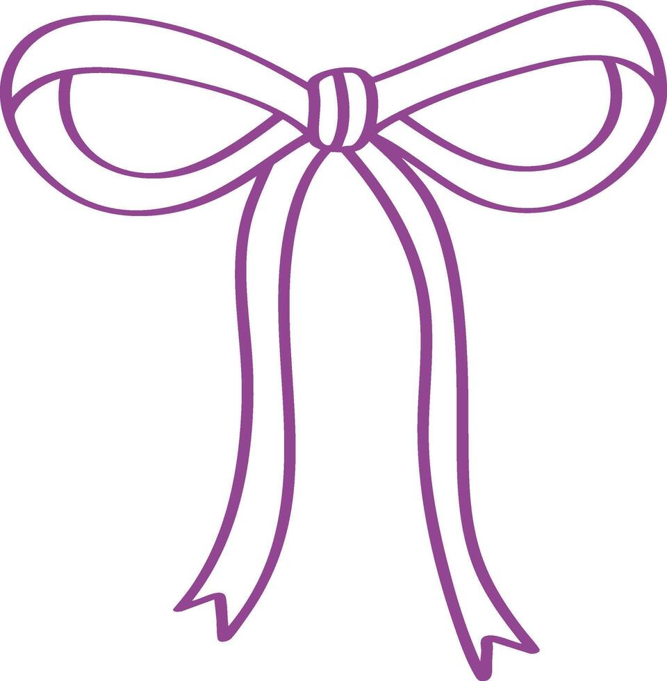 Stylized Purple Outline Coquette Bow vector