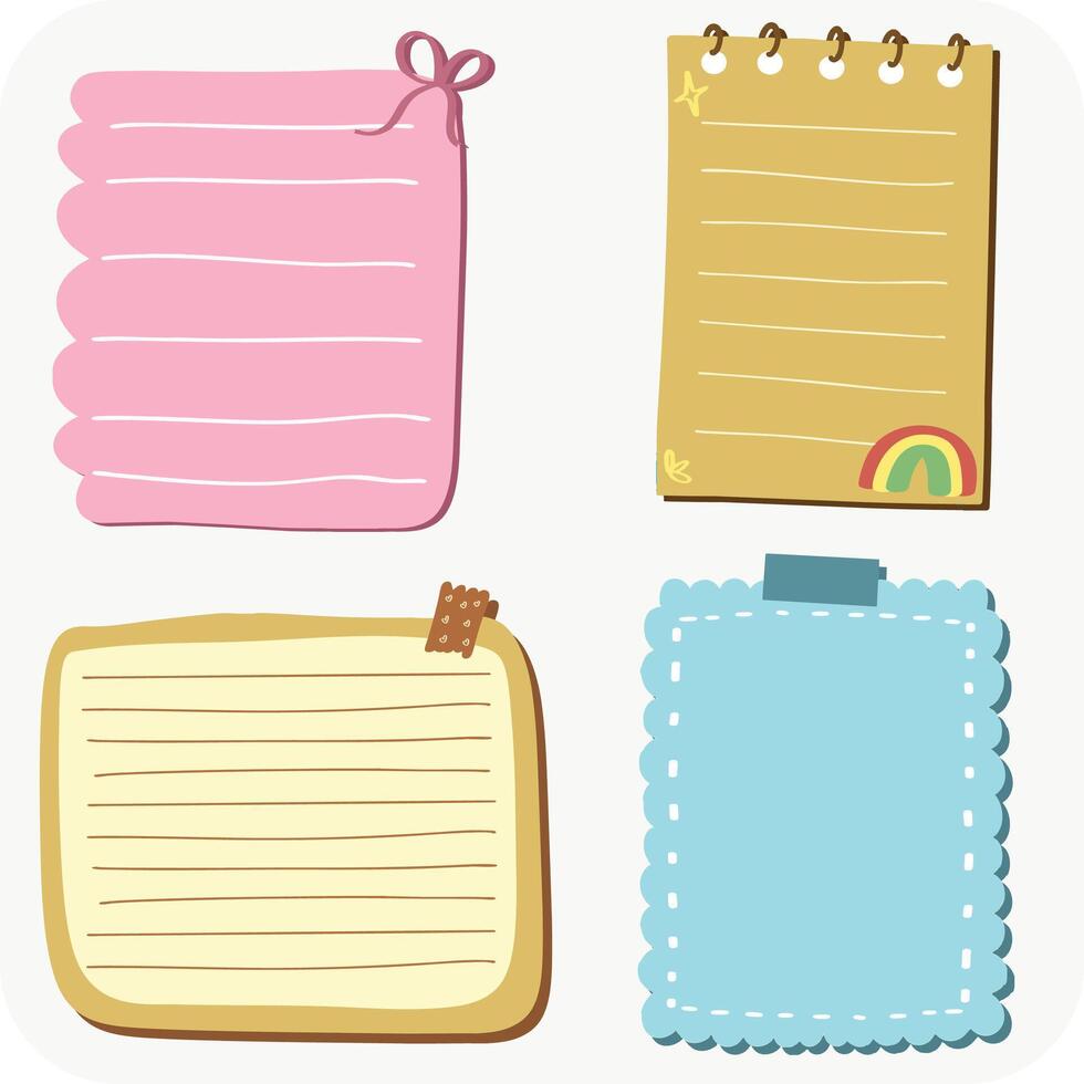 Set of pastel sticky notes paper memo pads vector