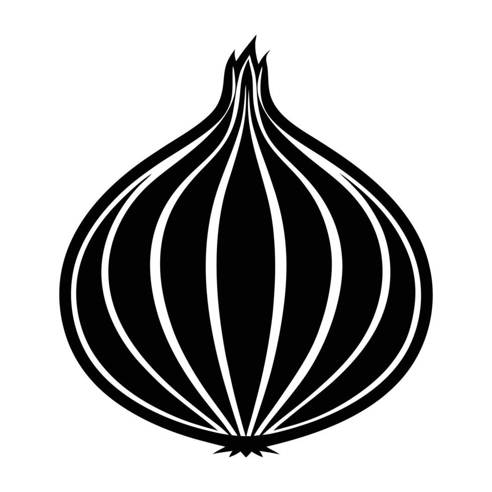 an onion is shown in a black and white illustration. vector