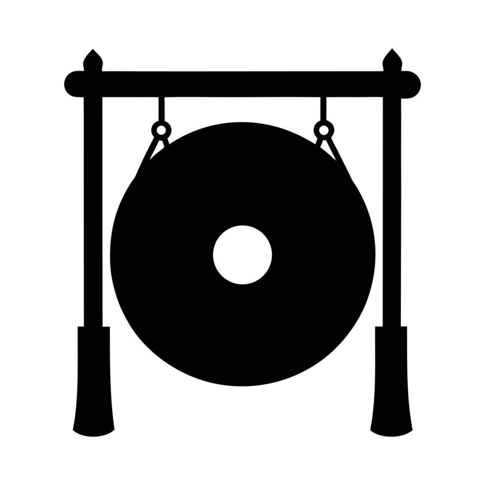 gong silhouette art illustration on white background. vector