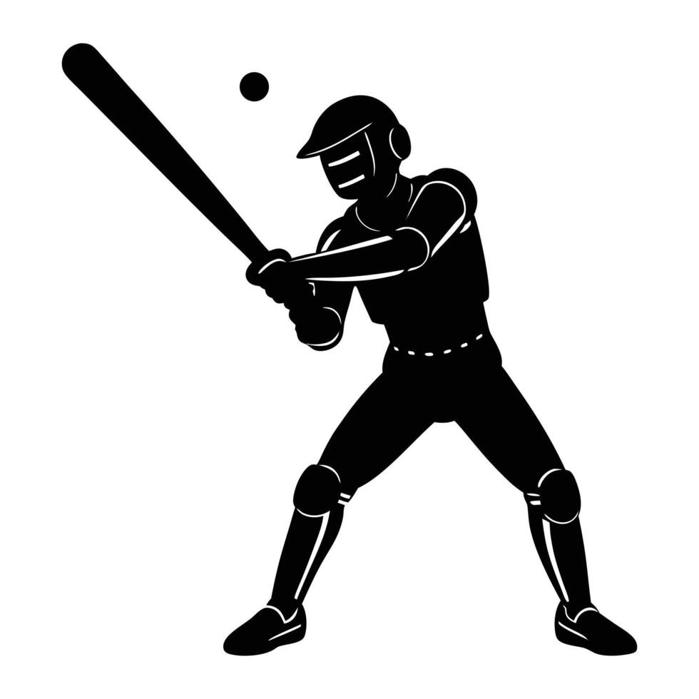baseball player silhouette on white background vector