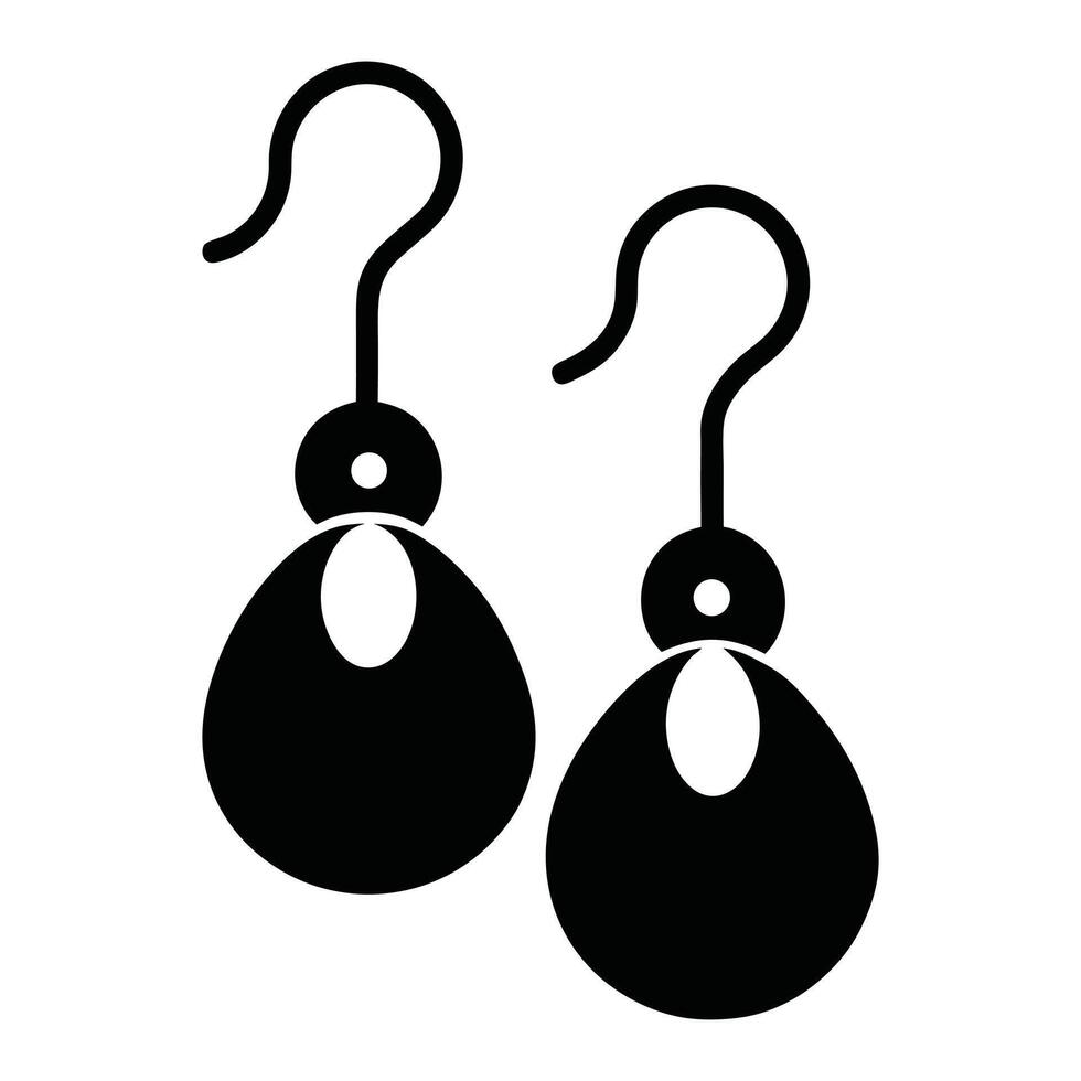 black and white earrings icon on white background vector