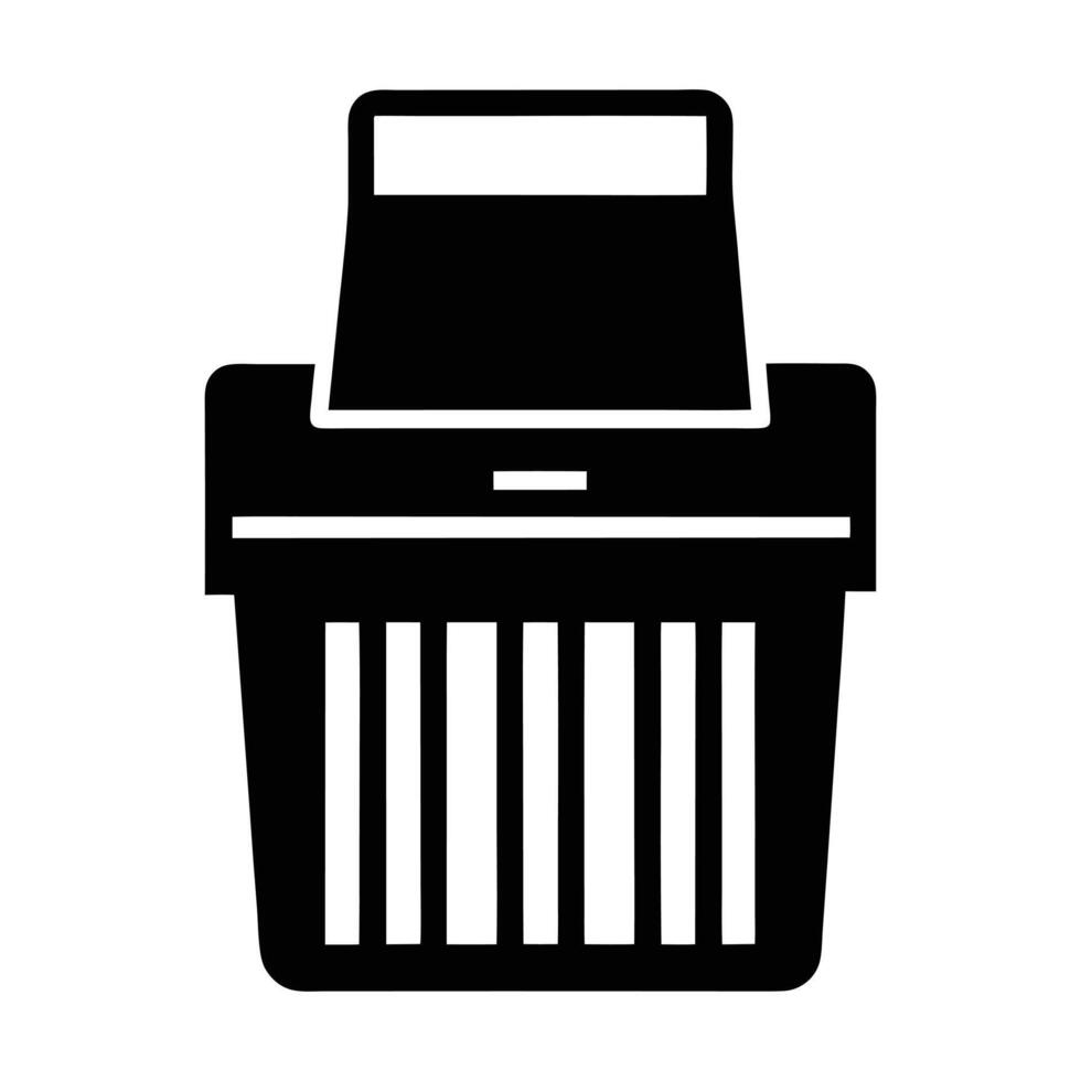 a black and white illustration of a trash can vector