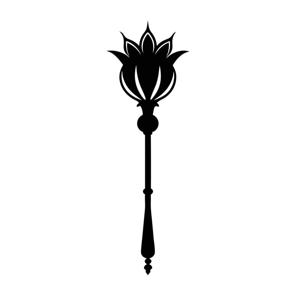 a black and white illustration of a flower on a stick vector