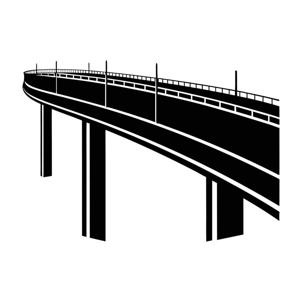 a black and white illustration of a highway bridge vector