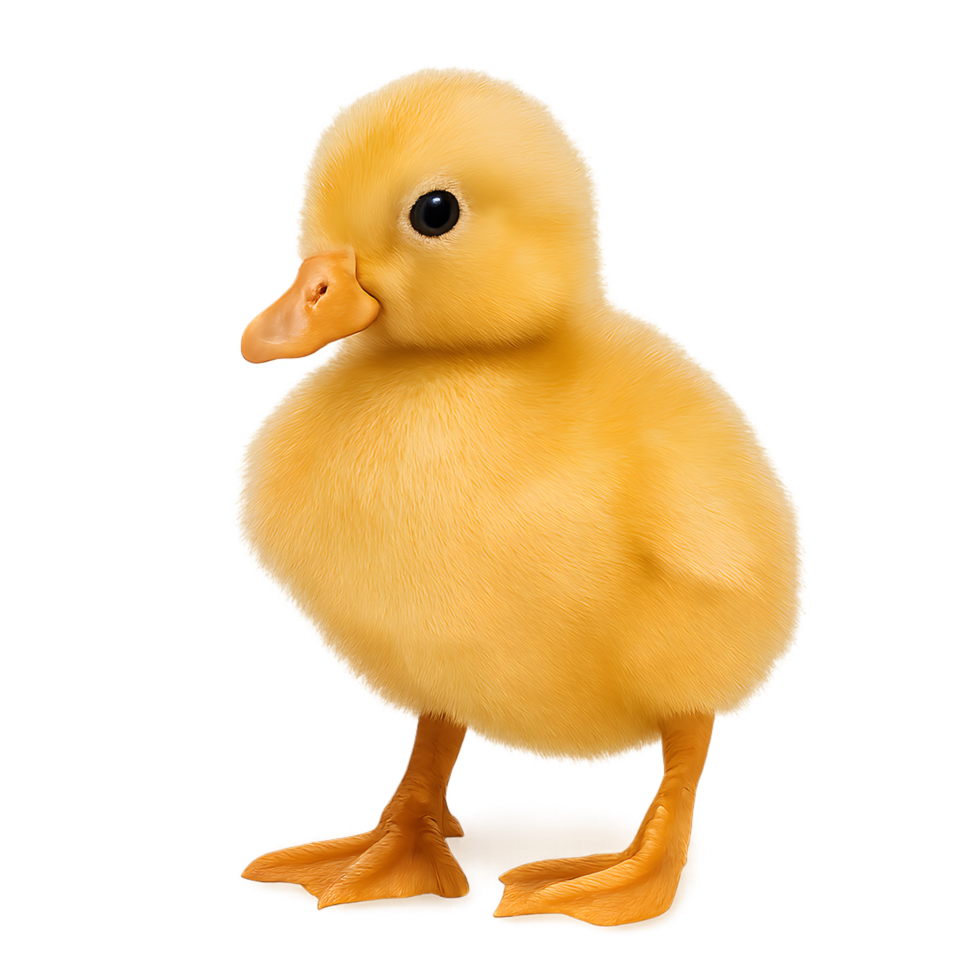 Charming yellow duckling transparent background animal portrait studio setting close-up view adorable concept png