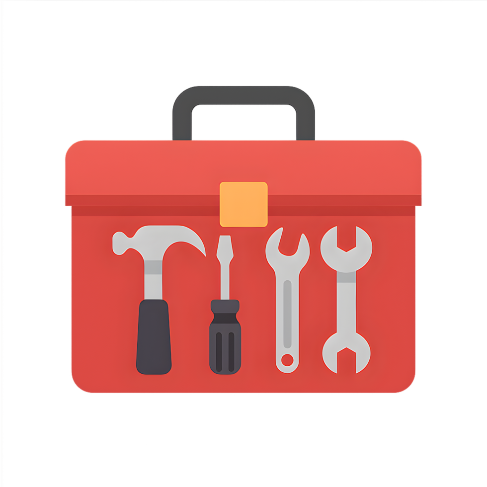 Transparent toolbox background with tools industrial setting graphic design clear concept for creative projects png