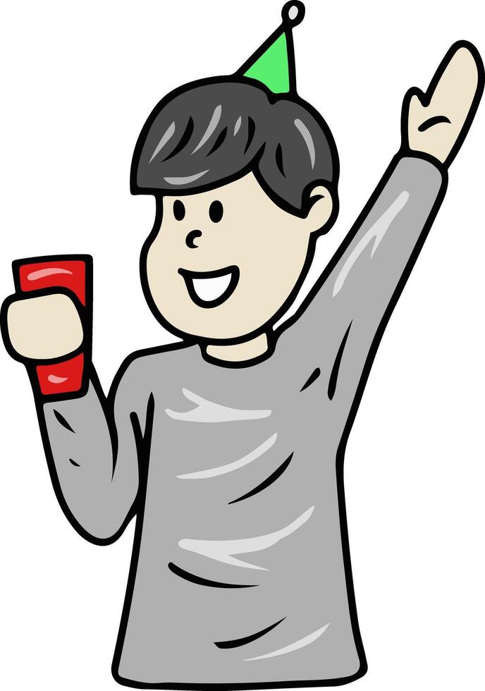 Cartoon Man Celebrating at Party vector