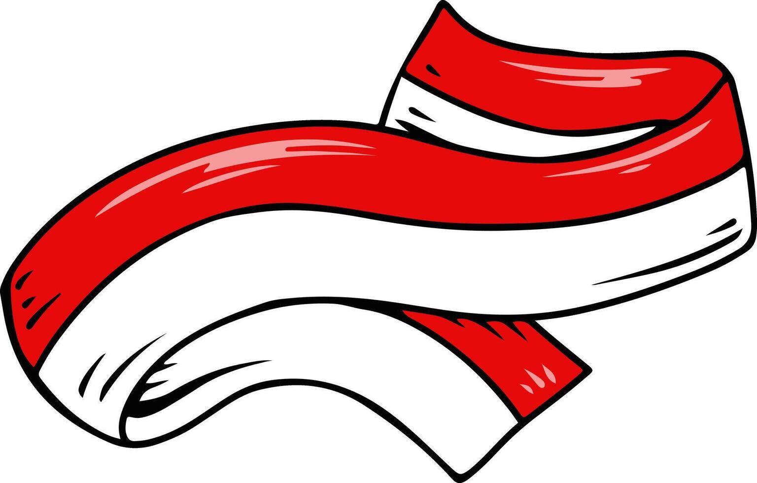 Hand-drawn Indonesian Flag Ribbon Illustration vector