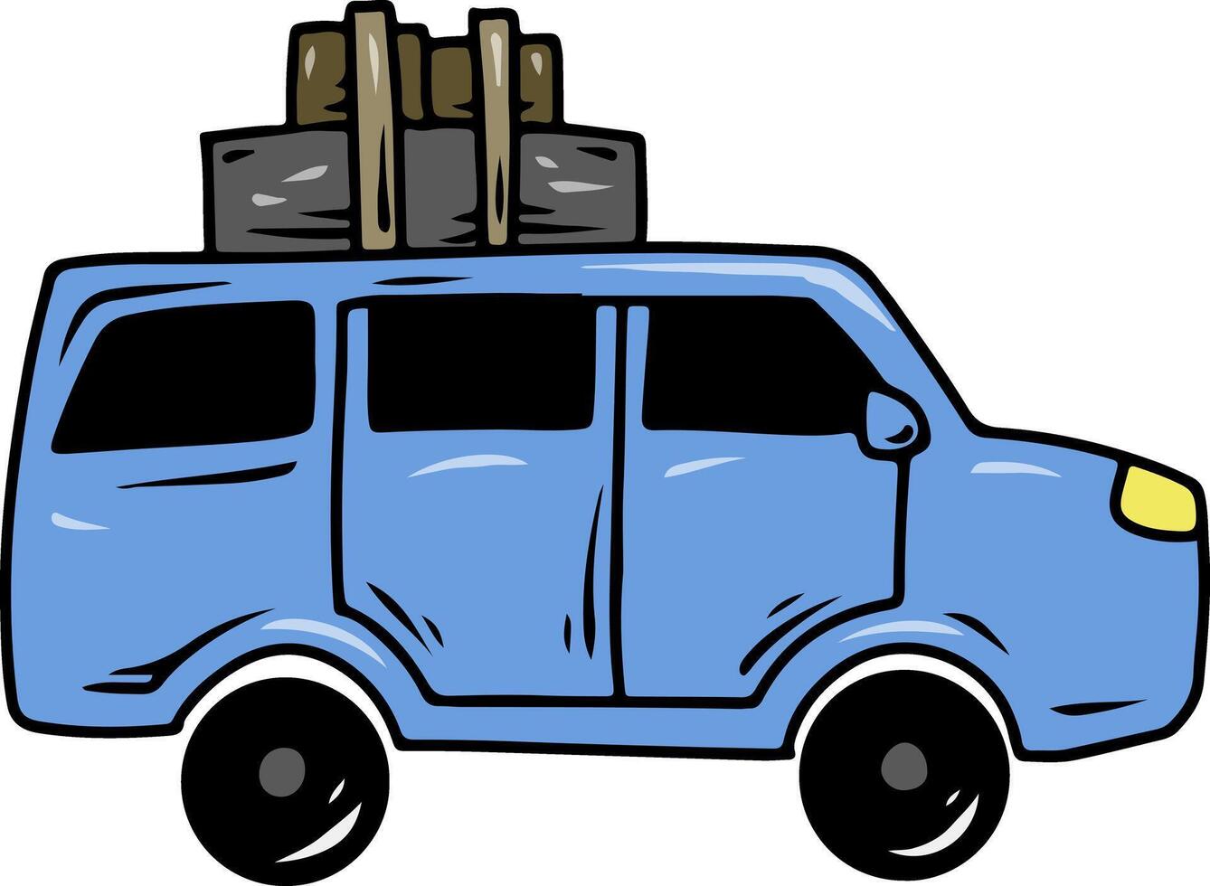 Illustration of Car with Luggage on Top vector