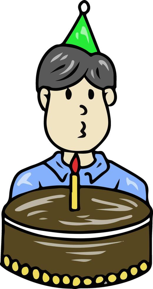 Cartoon Man Blowing Out Birthday Candle vector