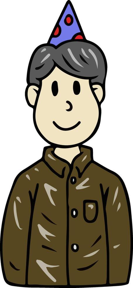Cartoon Man with Party Hat Illustration vector