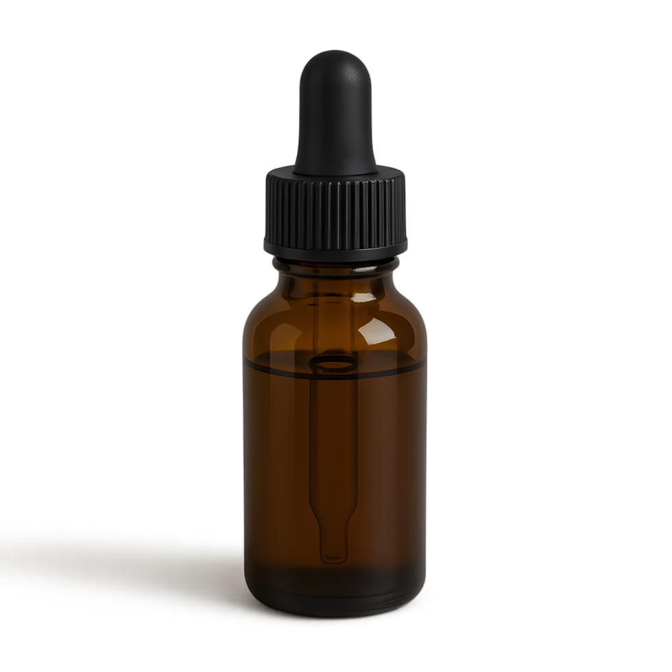Action-packed transparent dropper bottle studio setting product showcase minimalist background close-up view modern concept png