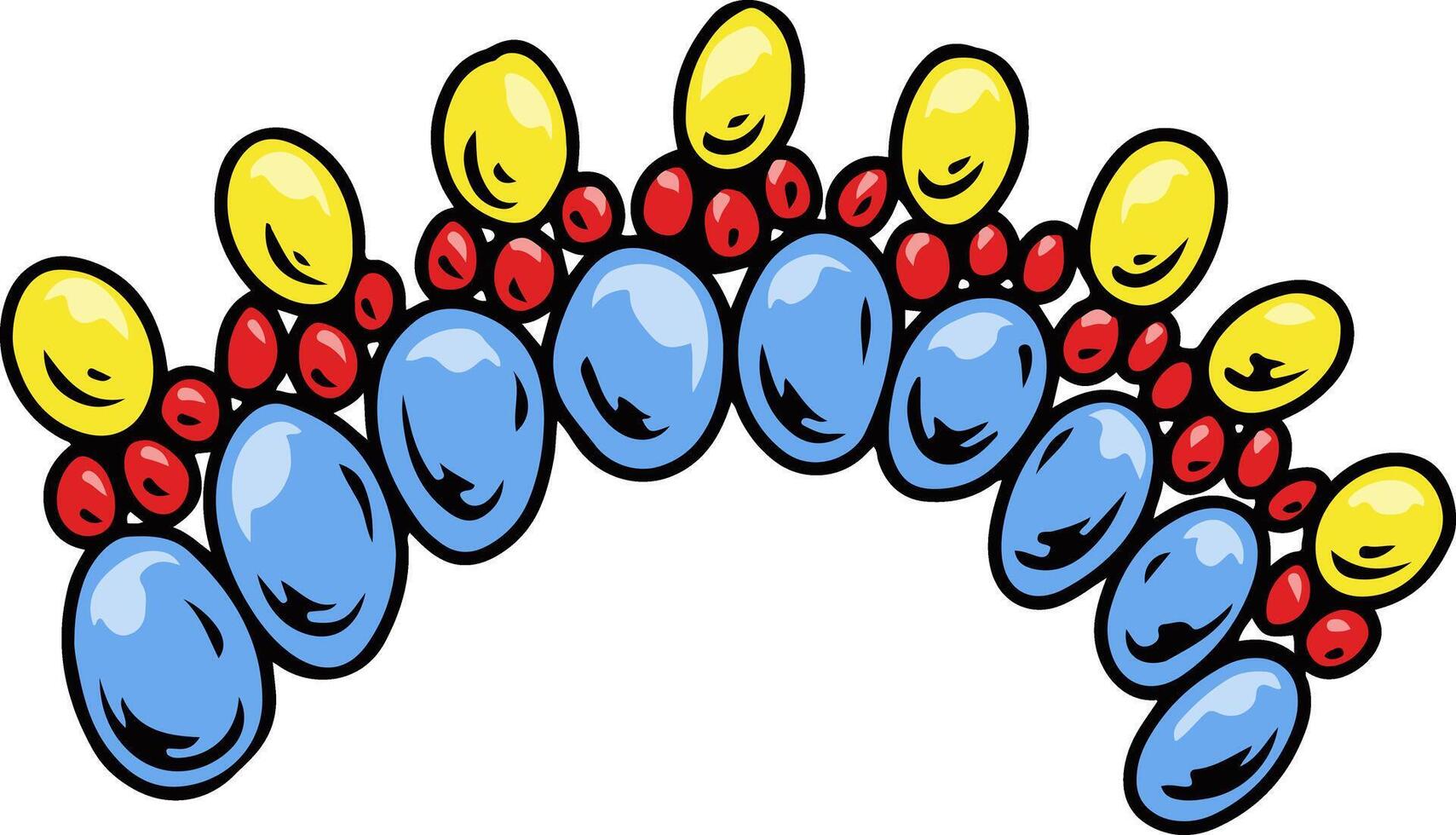 Colorful balloon crown illustration with vibrant decorative pattern vector