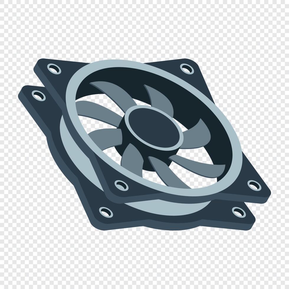 Isometric computer fan. Computer fan. Isometric of PC case fan. Computer hardware components. illustration. vector
