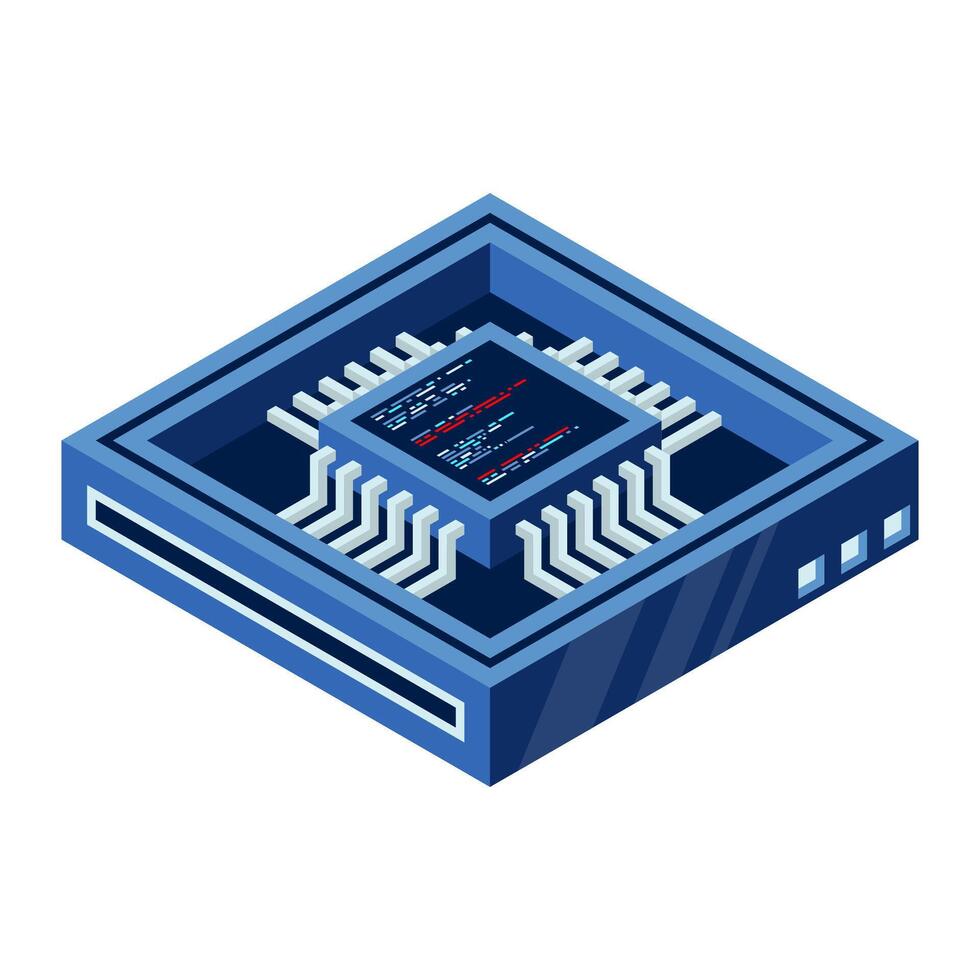 Isometric futuristic server. Isometric database or data center. Abstract blockchain. Computer storage. Cloud storage. Technology vector