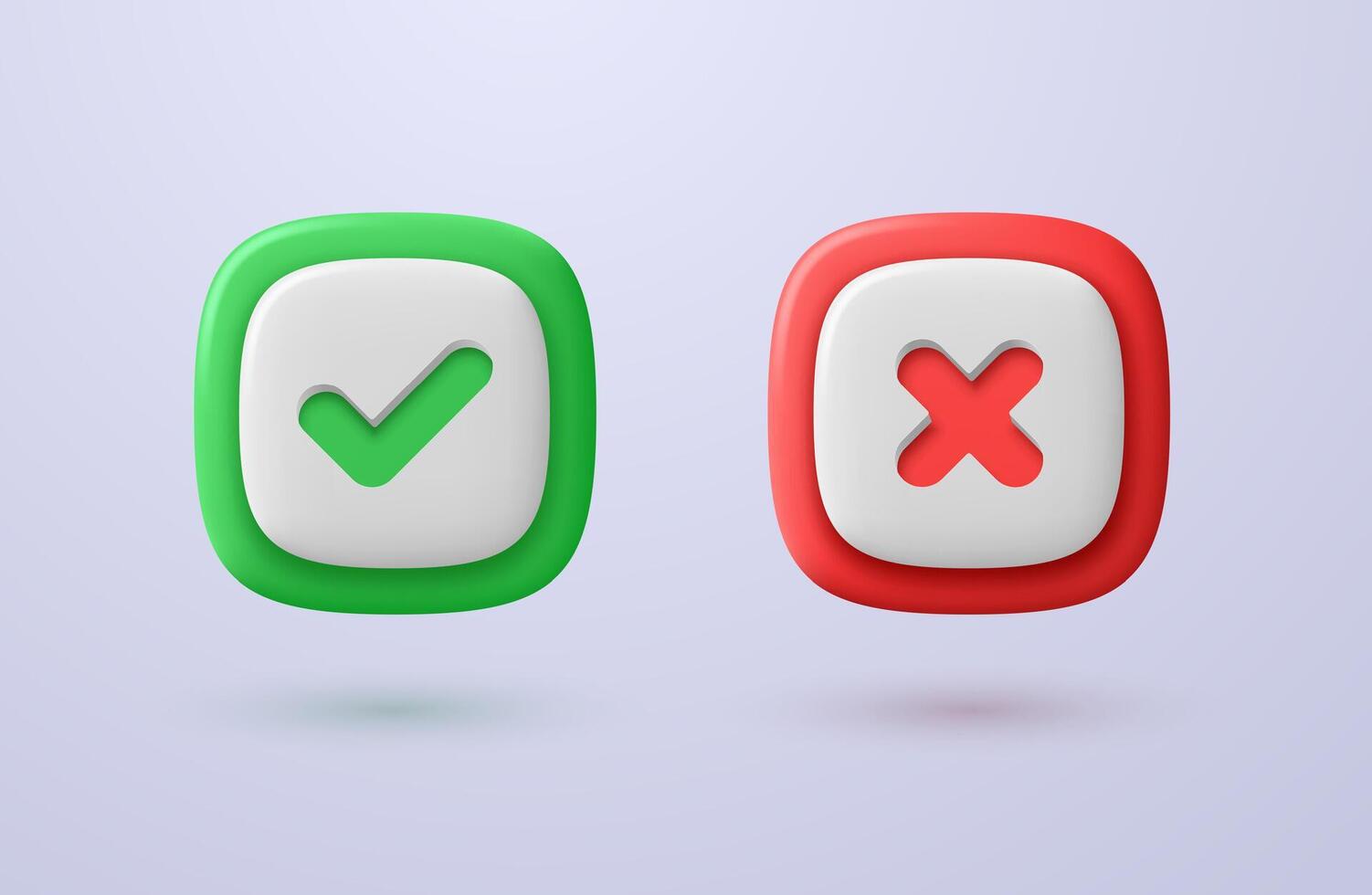 Green tick of approval and red cross of prohibition. vector