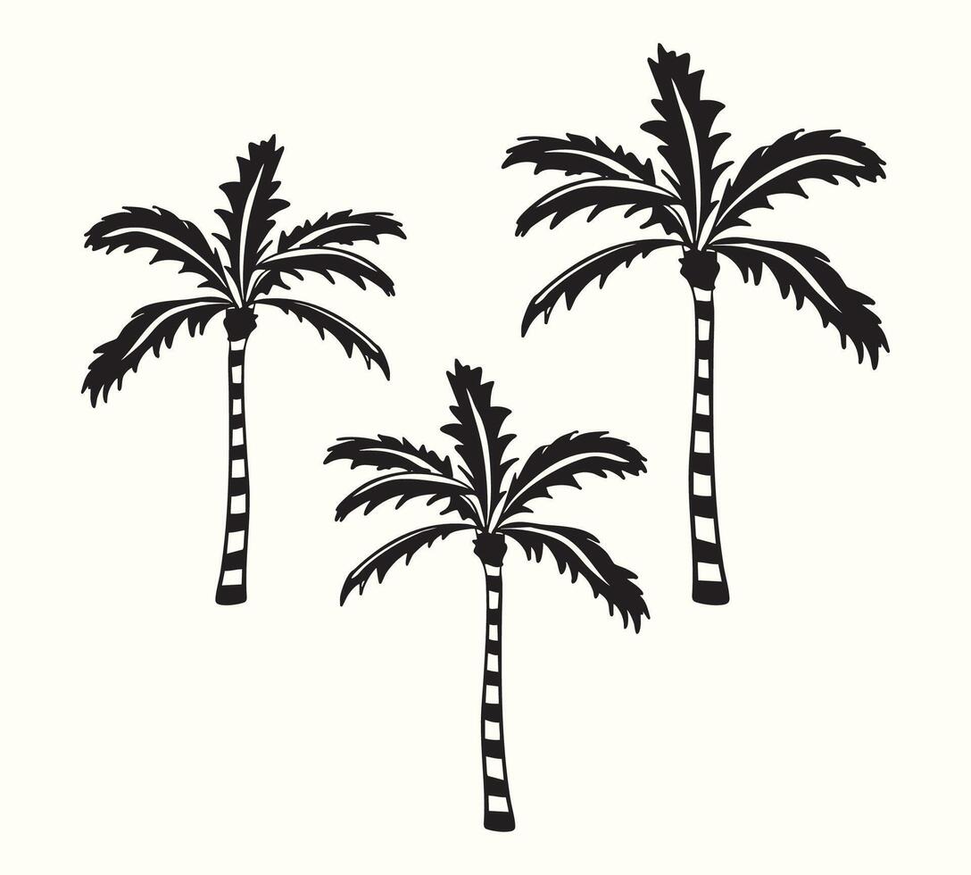 Palm Tree Silhouette Illustration Set vector