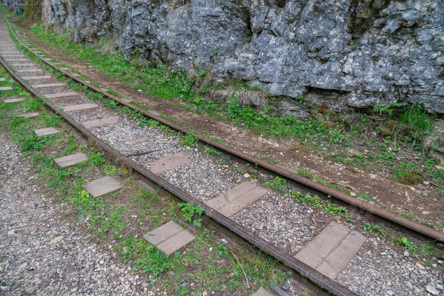 Railway Tracks Path Mountainside Nature Landscape photo