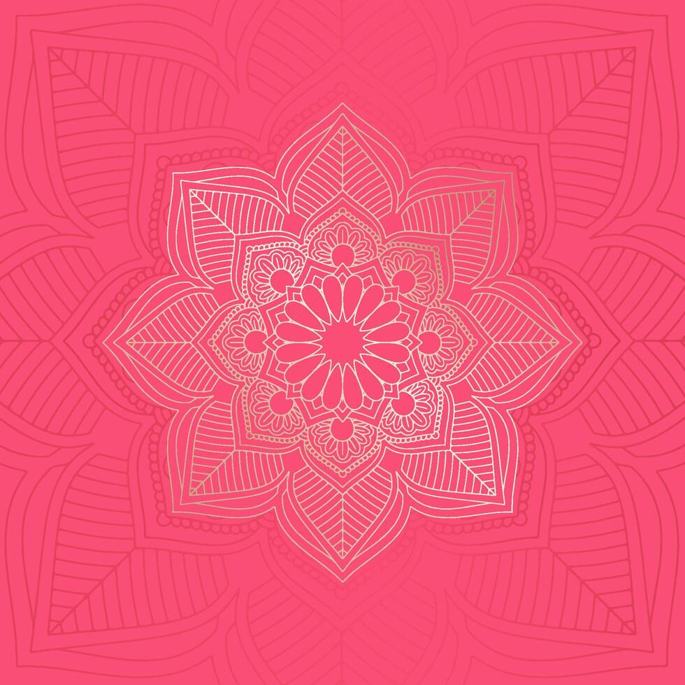 Decorative mandala design in pink and gold vector