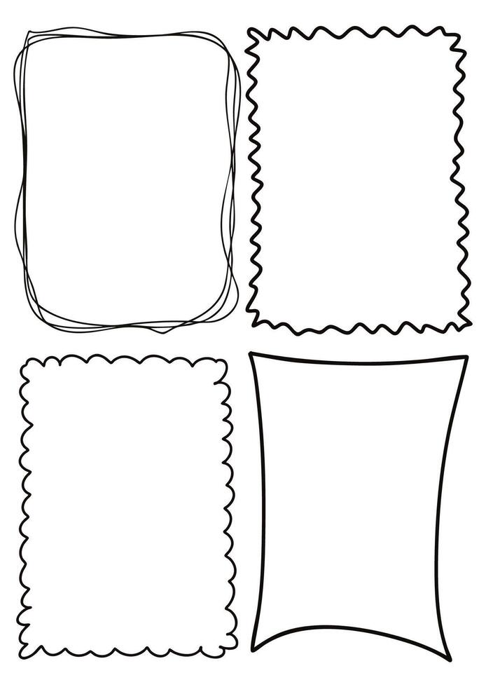 Collection of hand drawn quirky frames in black vector