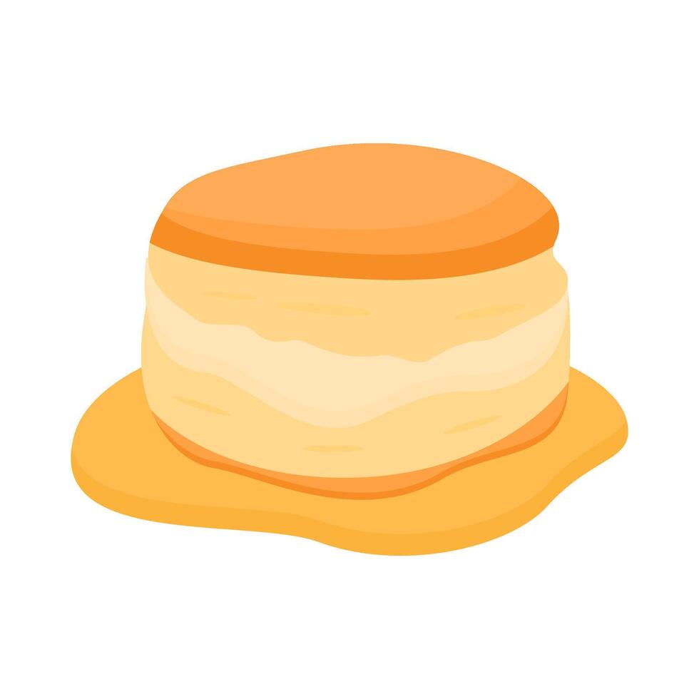 Buttermilk Biscuit Illustration, Fluffy Breakfast Bread Icon vector
