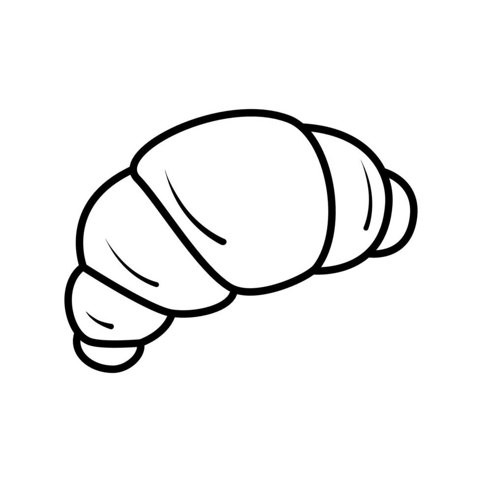 Croissant Outline Icon in Hand Drawn Simple Pastry Style for Bakery, Cafe, Breakfast Concept Isolated on White Background vector
