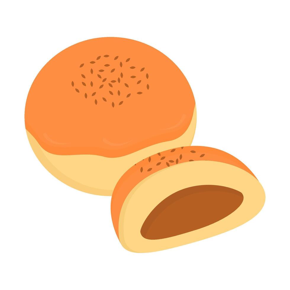 Sweet Anpan Bun with Red Bean Filling vector