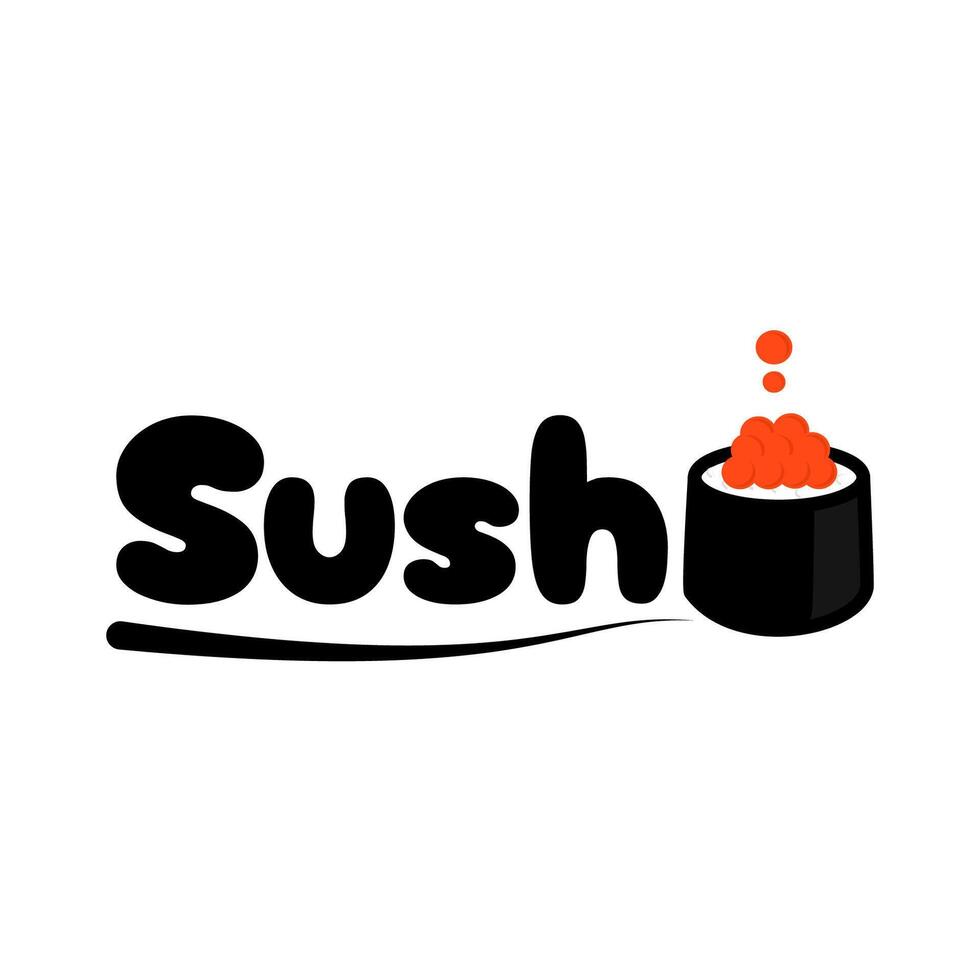 Sushi Food Logo Design with Sushi Roll Typography for Restaurant Branding, Menu Template, Culinary Business Identity vector