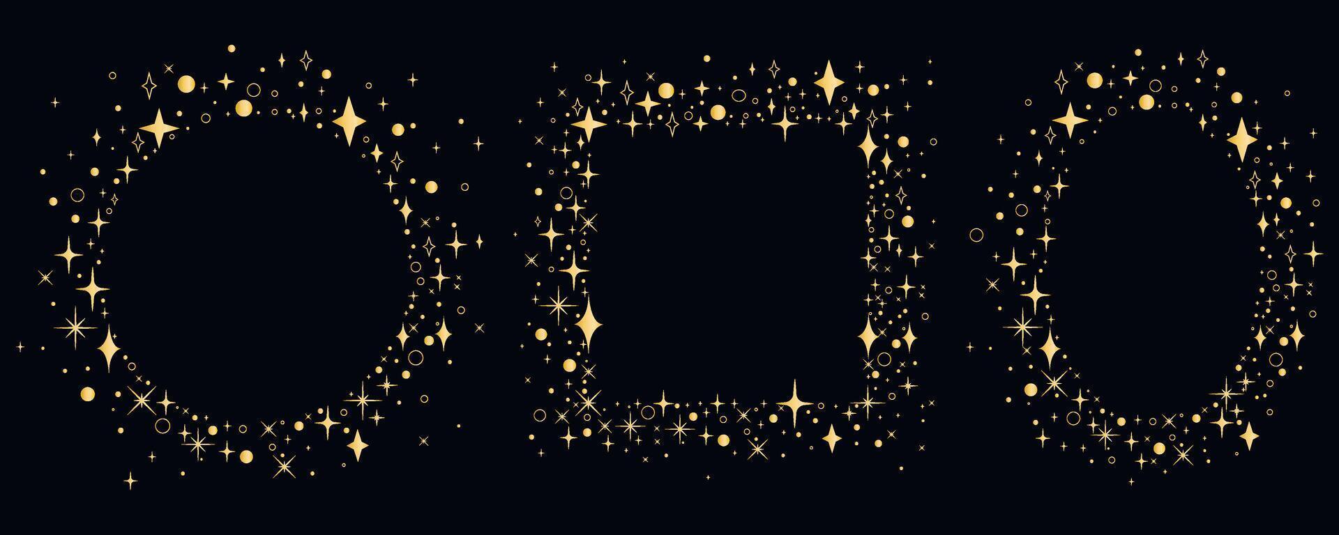 Set of golden frames for festive design vector