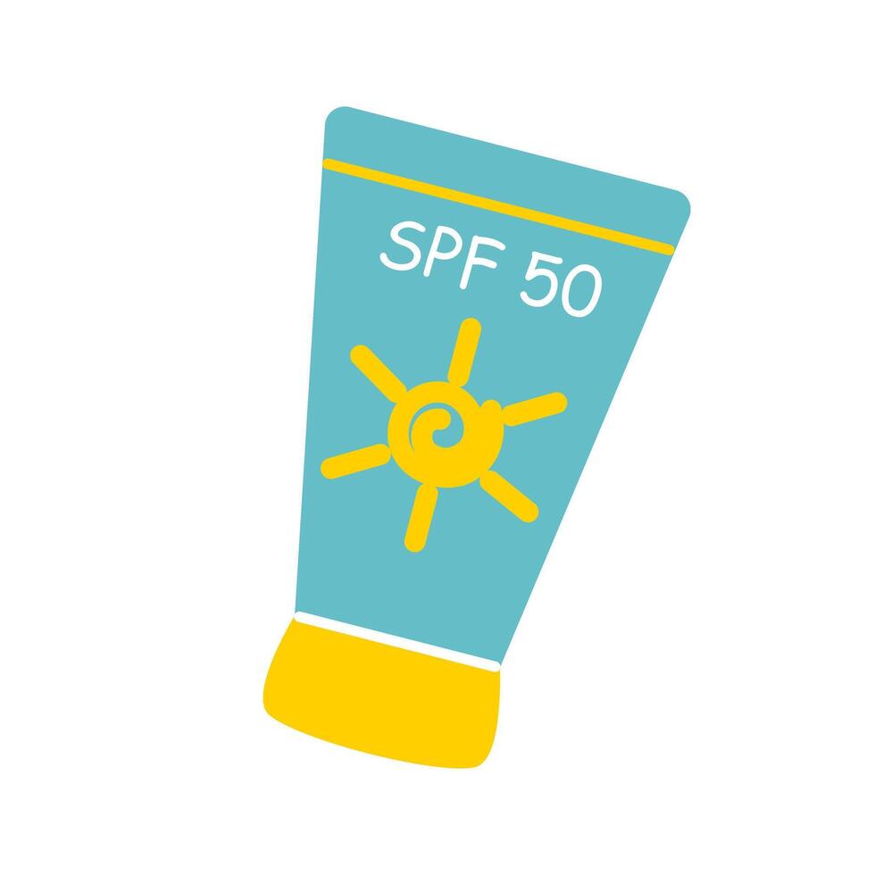 Tube of SPF cream with sun icon clip art vector
