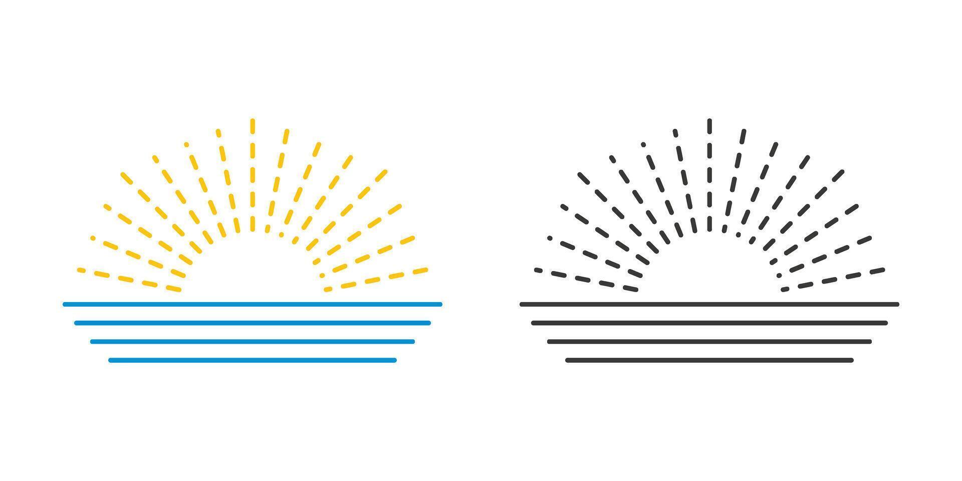 Linear icon of sun and sea vector