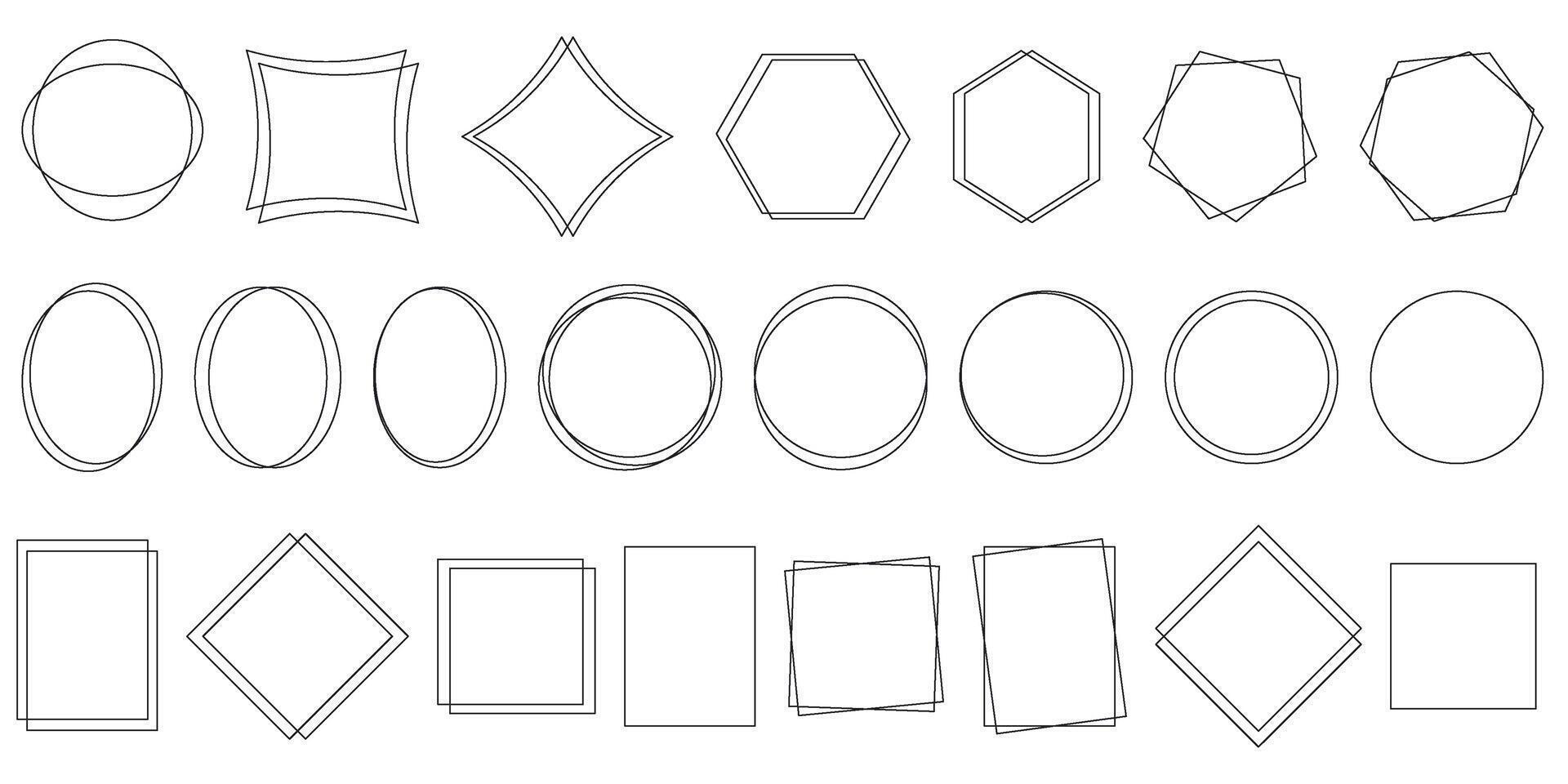 Set of simple geometric frames of different shapes vector