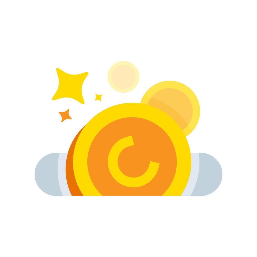 Reward coins falling into a slot. flat illustration of earning money or receiving digital rewards after completing task in app. for gamification, app UI, or achievement system vector