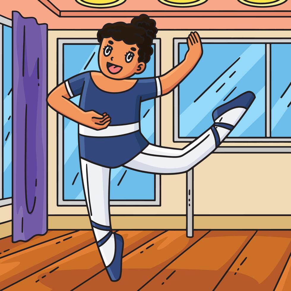 Ballerina doing Attitude Colored Cartoon vector