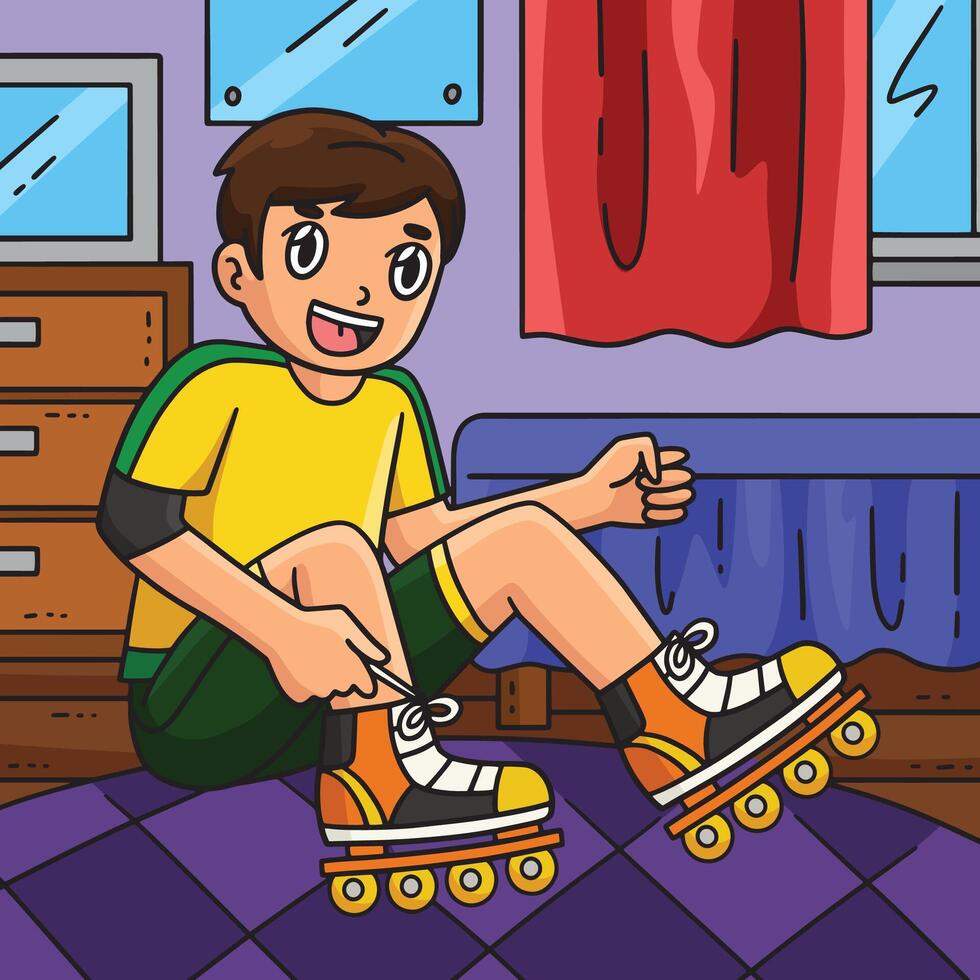 Inline Skater Wearing Skating Shoes Colored vector