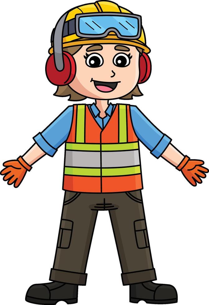 Female Construction Worker Safety Gear Clipart vector