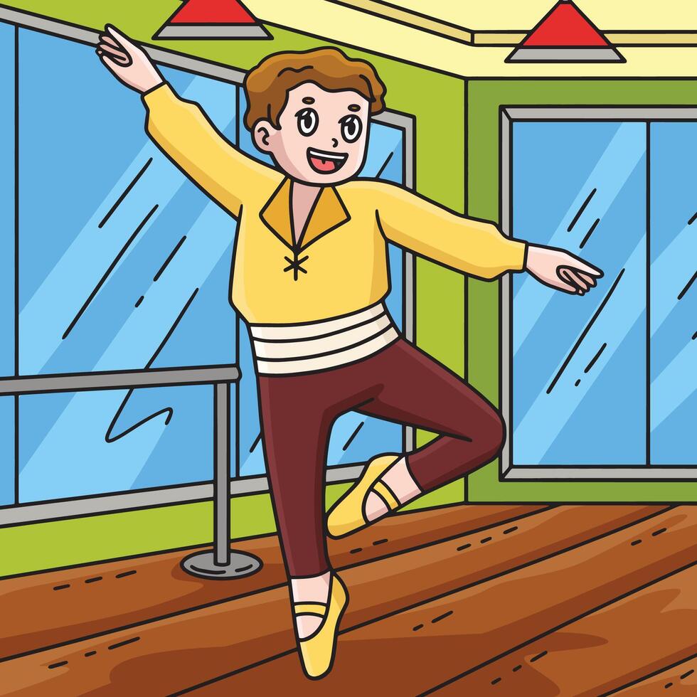 Ballet Danseur in a Coup de Pied Colored Cartoon vector