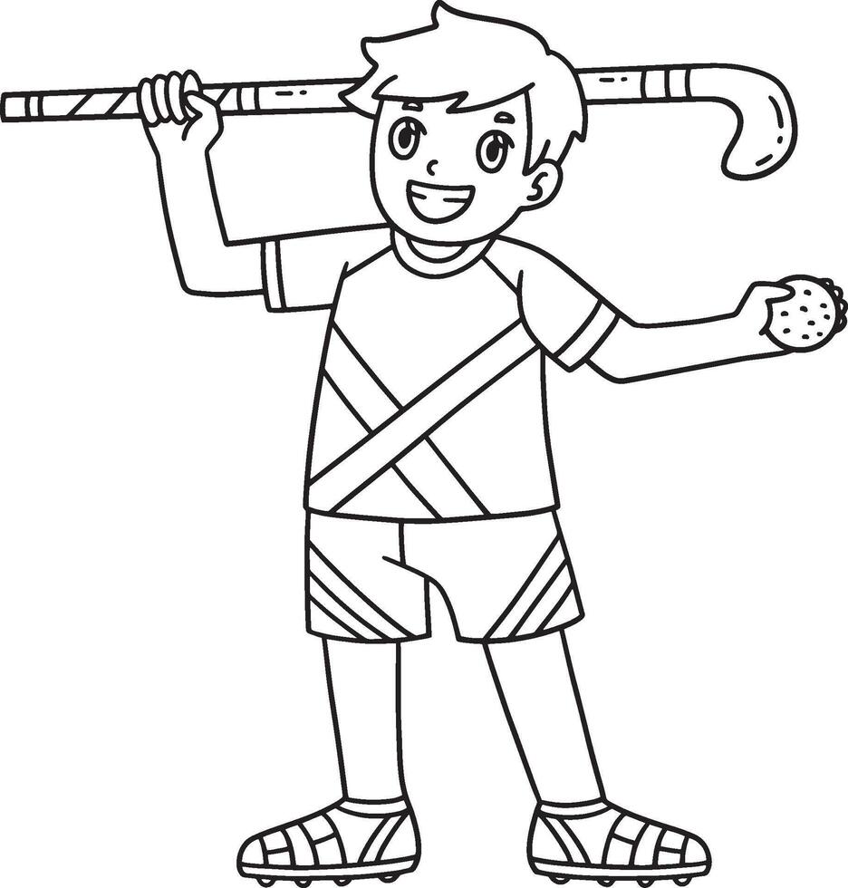 Field Hockey Male Player and Hockey Stick Isolated vector