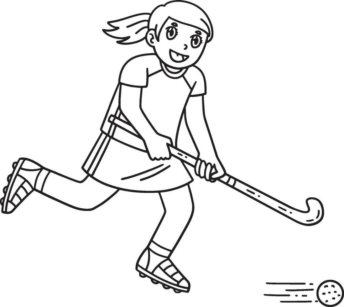 Field Hockey Female Player Chasing Ball Isolated vector