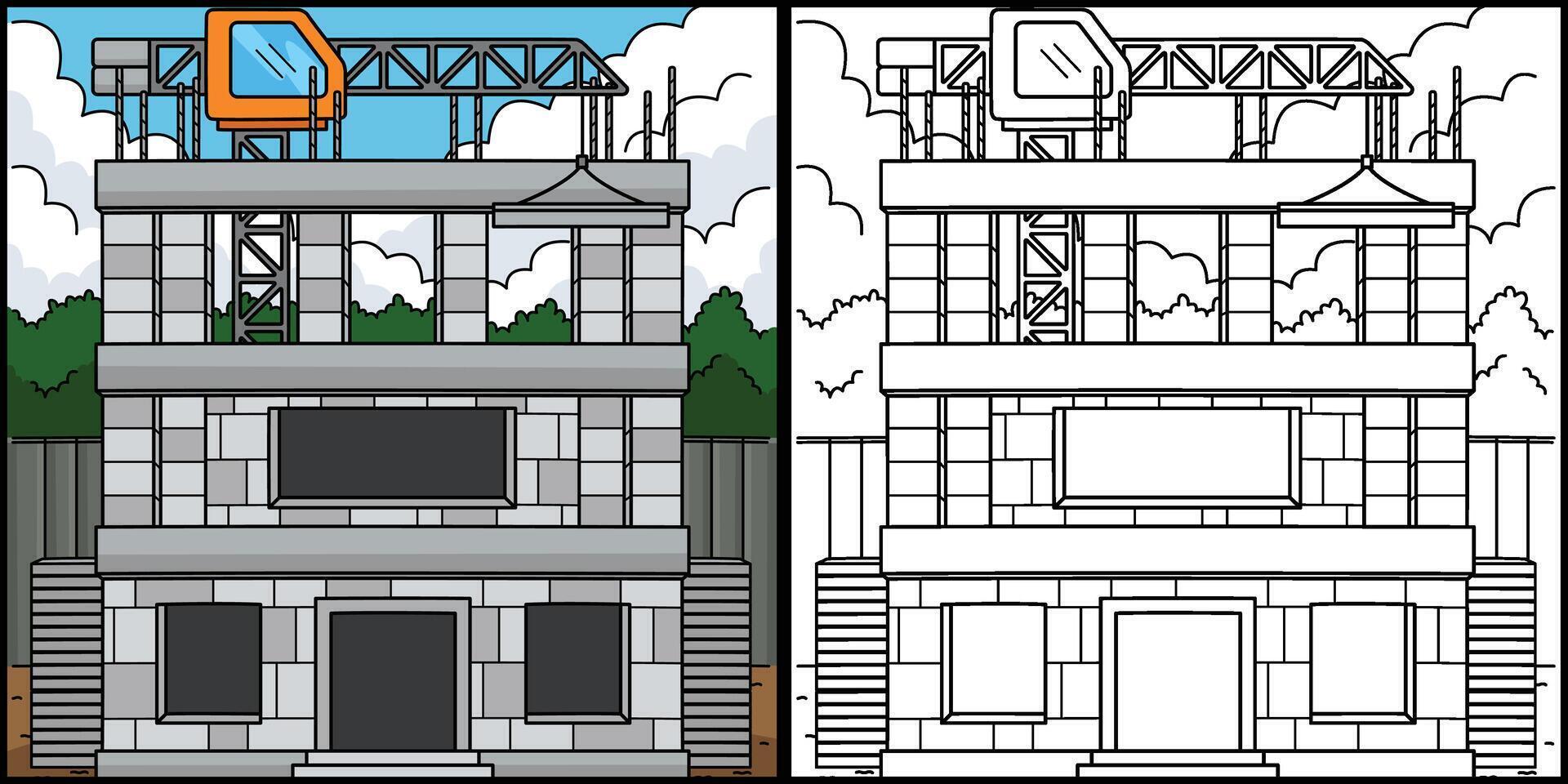 Construction Site with Tower Crane Illustration vector