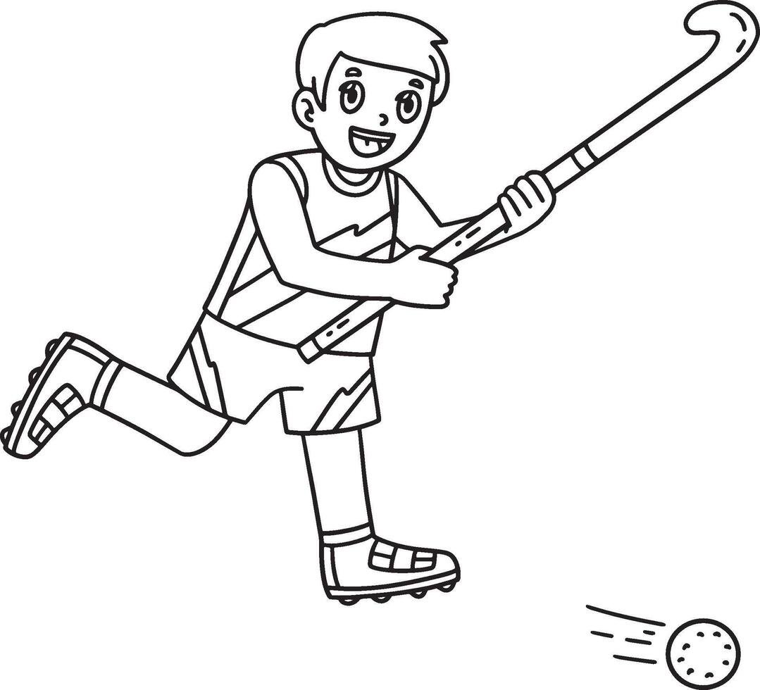 Field Hockey Male Player Chasing the Ball Isolated vector