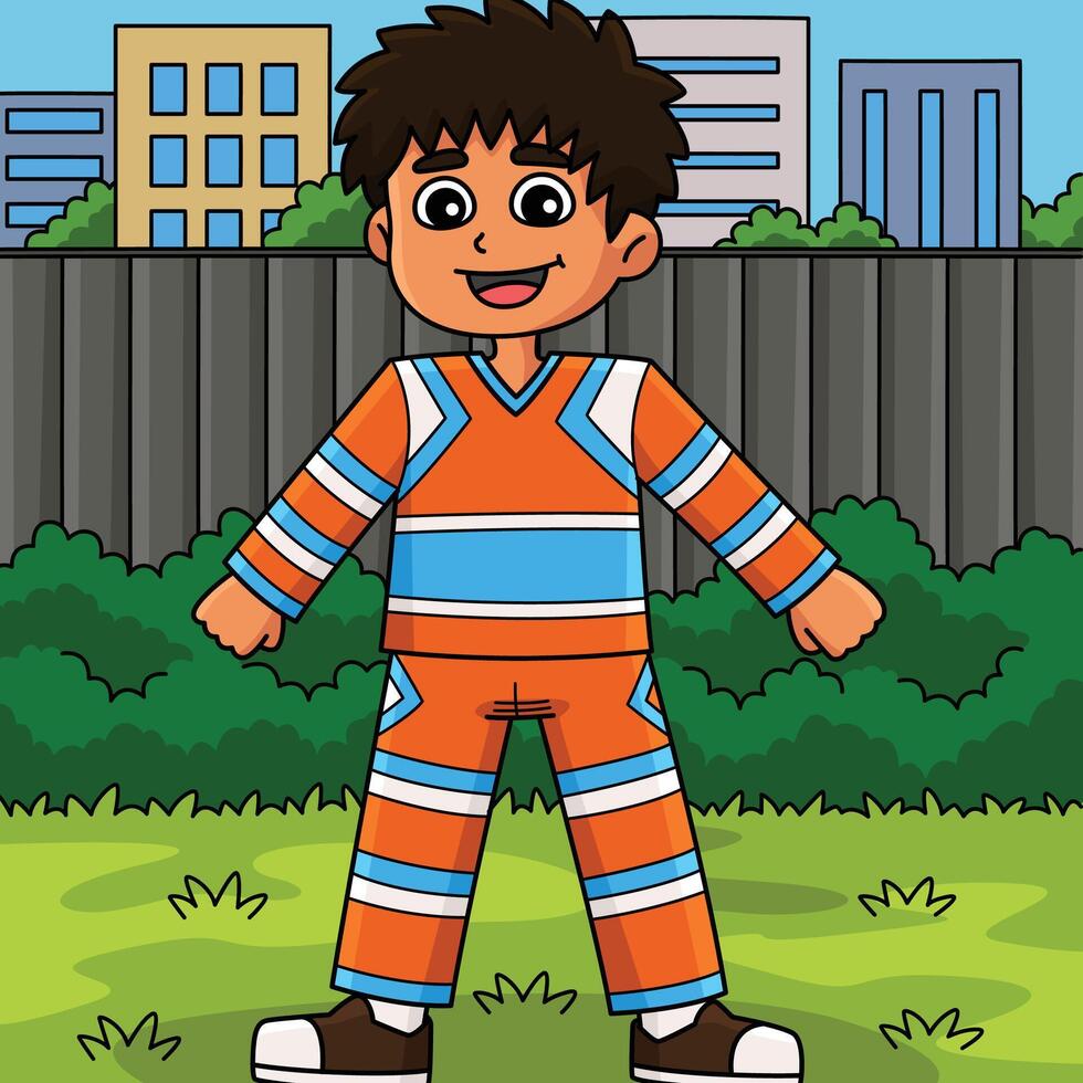 Male Cheerleader with Low V Motion Colored Cartoon vector