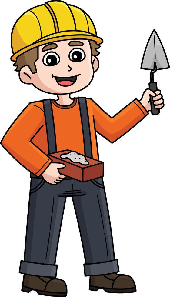 Construction Worker Mason Cartoon Colored Clipart vector