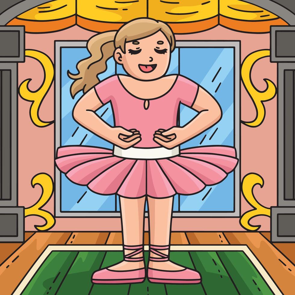 Ballerina in the First Position Colored Cartoon vector